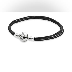 Authentic Pandora Retired Black Multi-Strand Fabric Bracelet S925 Ale 7.5”